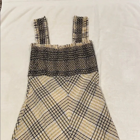 GANNI Shirred checked cotton-blend seersucker maxi dress - Picture 5 of 6